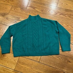 LOFT Cable Knit Green Turtle Neck Acrylic Blend Long Sleeve S